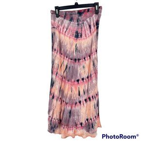 Young Fabulous & Broke Skirt Pink Purple Tie Dye Maxi Satin Boho Slits Sz M